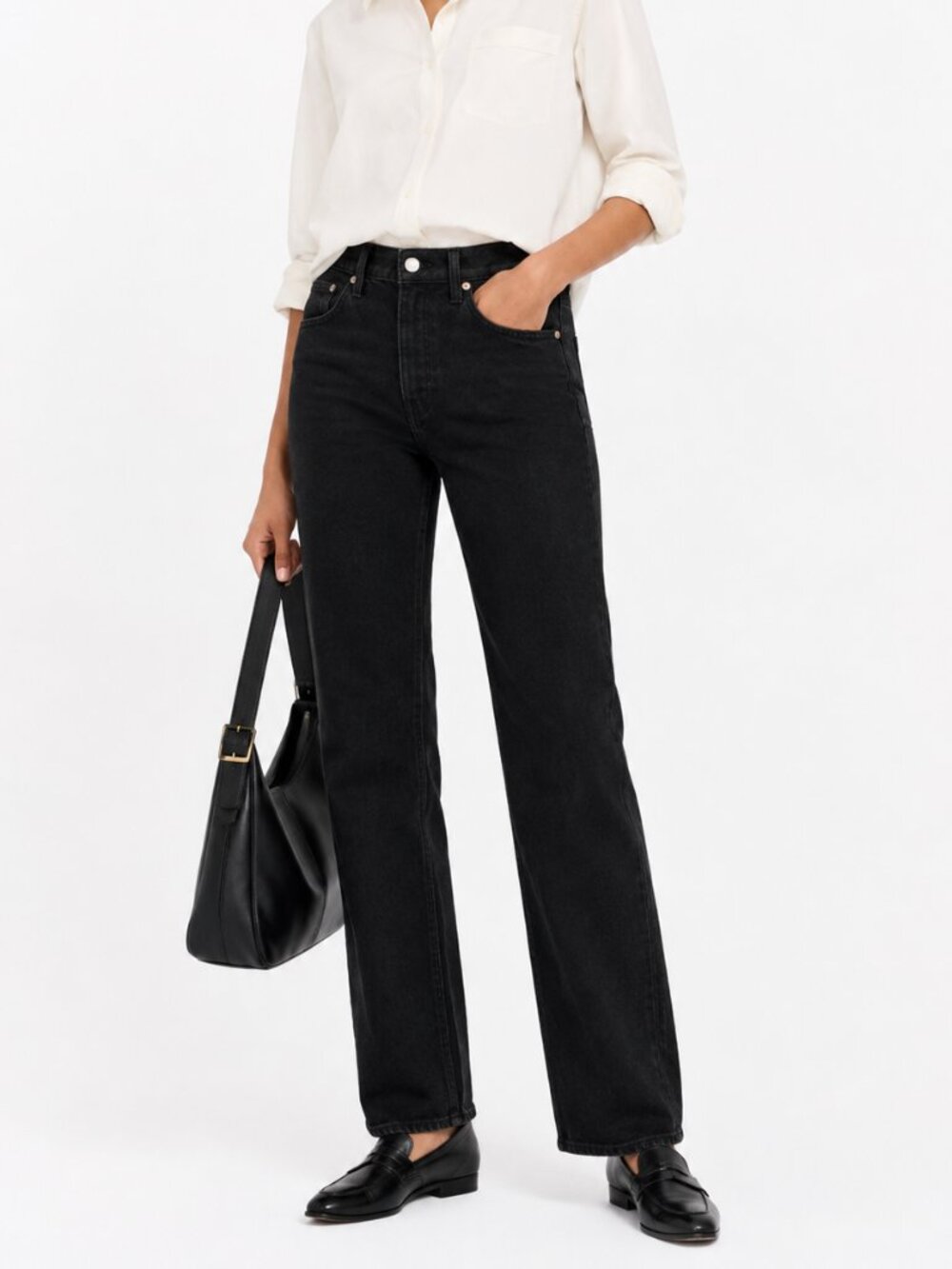 AYR The LALA Black Straight Leg Jeans Size 31 Made in USA High Rise Stretch
